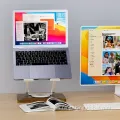 High-End Rotatable Laptop Stand with Carbon Steel and Wood Grain Design
